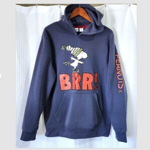 Peanuts Snoopy Graphic Hoodie Pullover Size Med Skating Kangaroo Pocket Blue